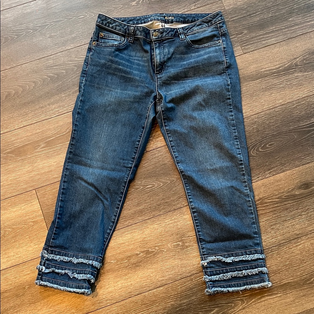 Michael Kors Dillon Relaxed Dark Blue Cropped Jeans size 8